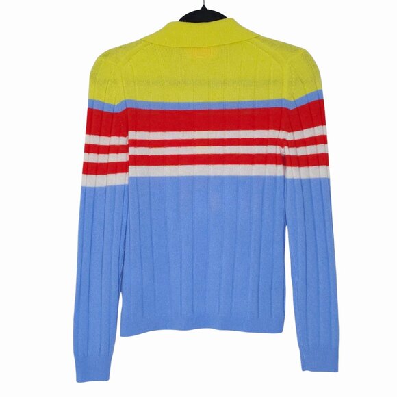 Guest in Residence Track Polo Cashmere Sweater French Blue Quarter Zip Size S - Picture 8 of 13